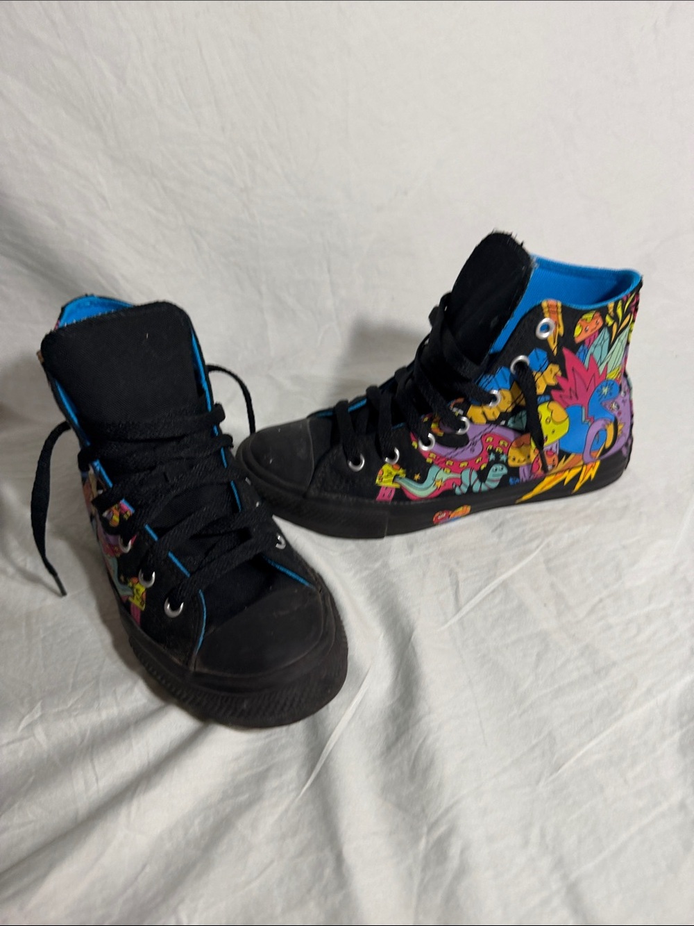 Kids Converse Black High Top Sneakers with Multicolor Graphic